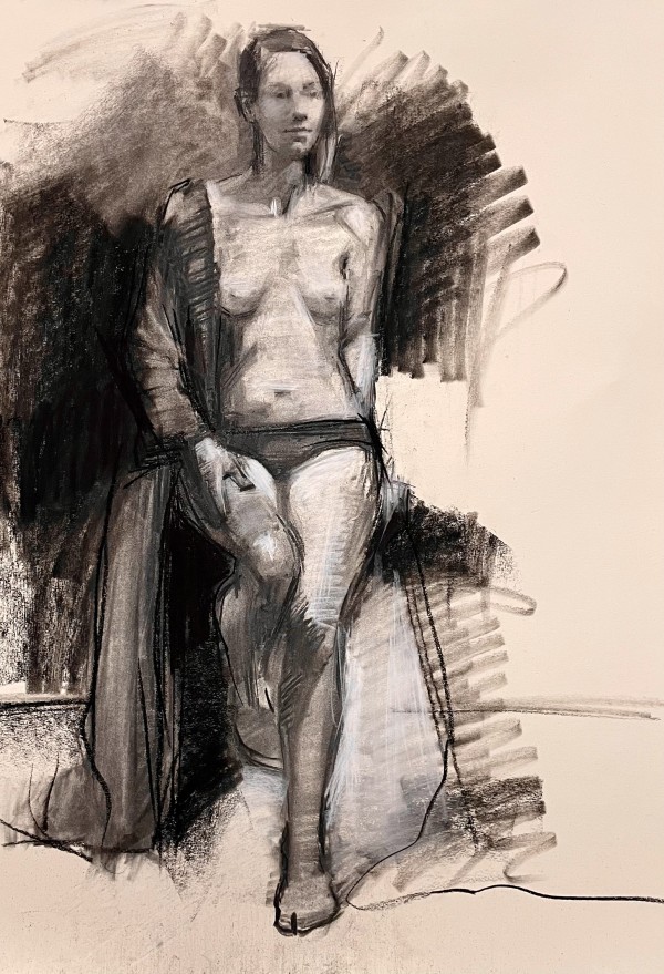 Drawing/Sketch Female Leaning by Behnaz Sohrabian
