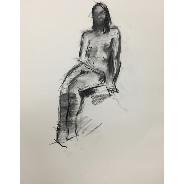 Drawing/Sketch Female Sitting in Lean by Behnaz Sohrabian