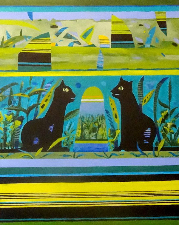 Two Black Cats by Ewa Miazek-Mioduszewska