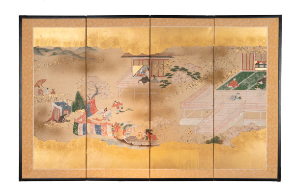 Japanese Screen - Noh Dance on Stage by Unknown
