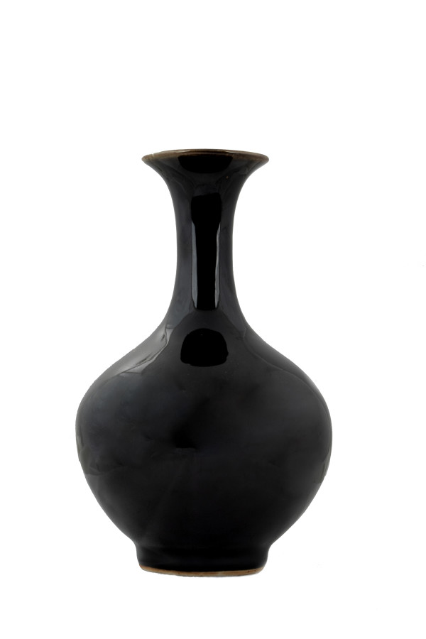 Chinese Republic Porcelain Vases - IX Black with Slender Neck by Unknown