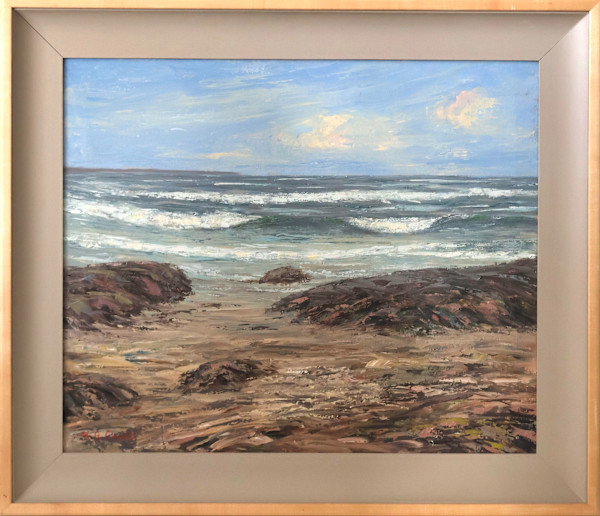 California Impressionist Seascape with Crashing Waves by A. G. Clarke