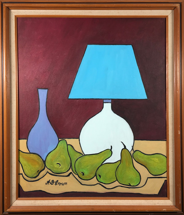 Still Life with Lamp and Bartlett Pears by David Crown