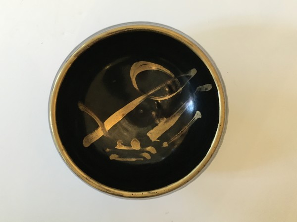 Black and Gold Ceramic Bowl by Unknown