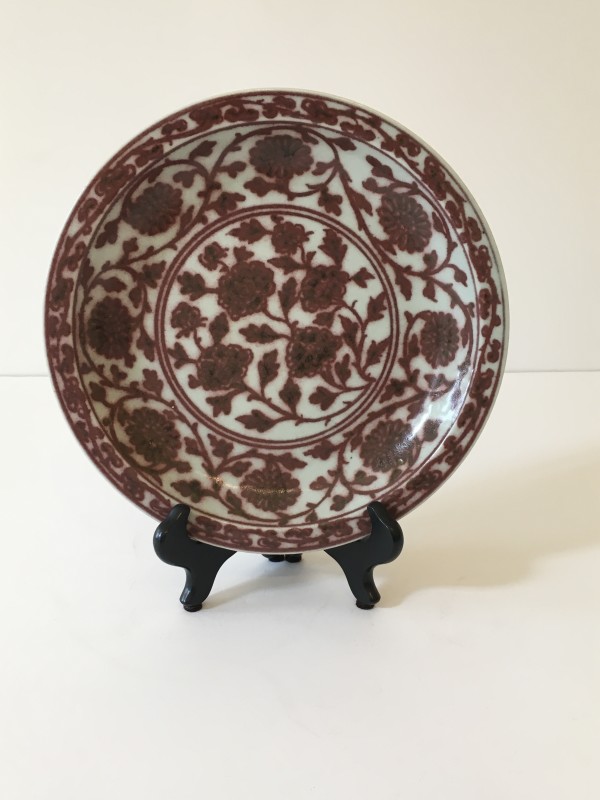 Chinese Red and White Plate by Unknown