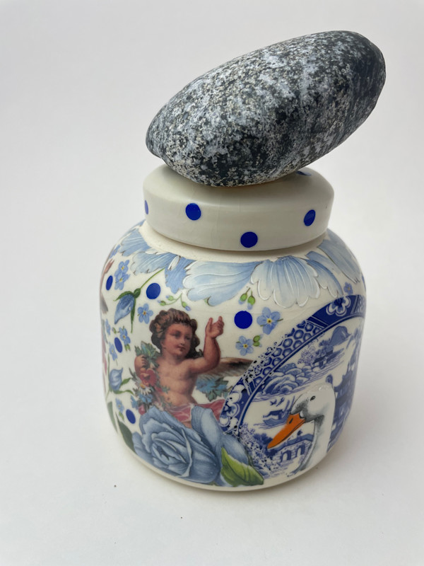 Rock on a Pot - Duck on a Platter with Putti on the Side by Roger Runge