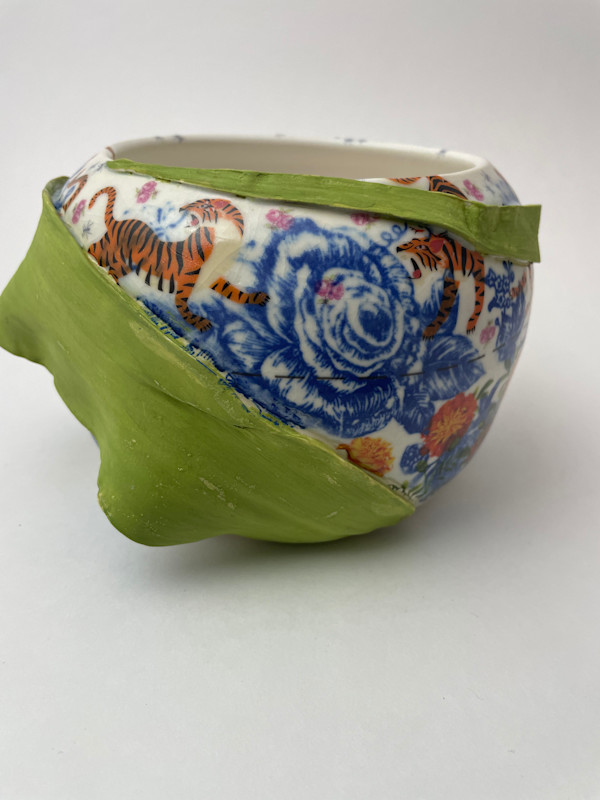 Cache Pot - Fierce Tigers, Fancy Marigolds by Roger Runge