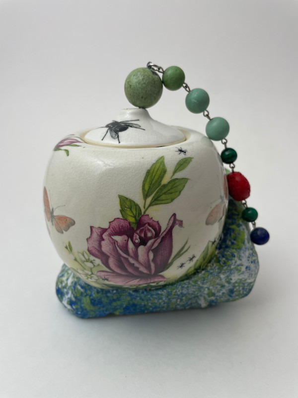 Pot on a Rock - Summer Garden with Pests, Pollinators, and Adornments by Roger Runge