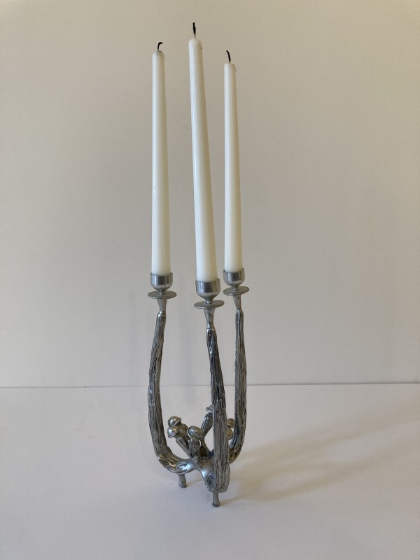 Castor-Cooper Three-Candle Modernist Candelabra by Harold Castor