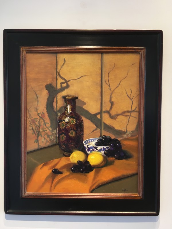 Cloisonne Vase with Black Grapes by James Cobb