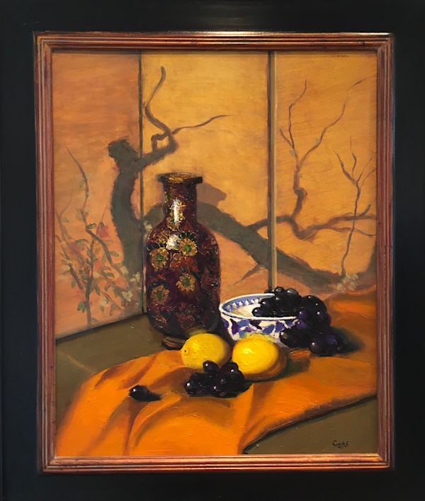 Cloisonne Vase with Black Grapes by James Cobb