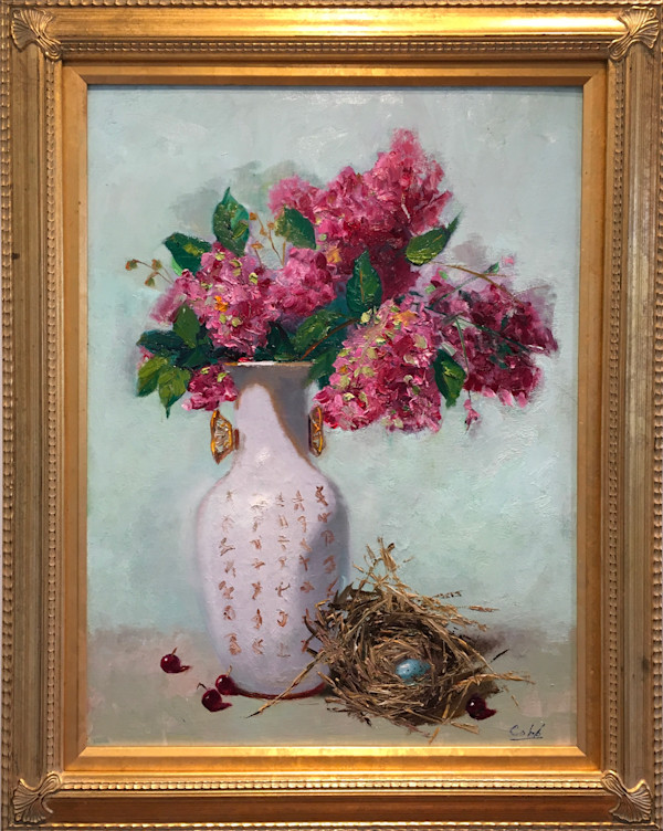 Crepe Myrtle Branch in Chinese Vase by James Cobb