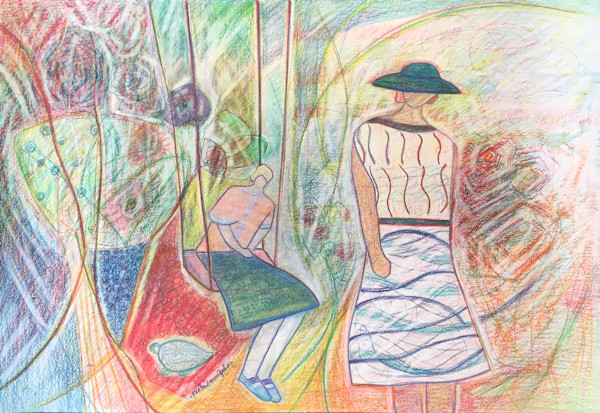 Women in the Garden Talking, Picking Flowers and Remaking the World #2 by Josette Simon-Gestin