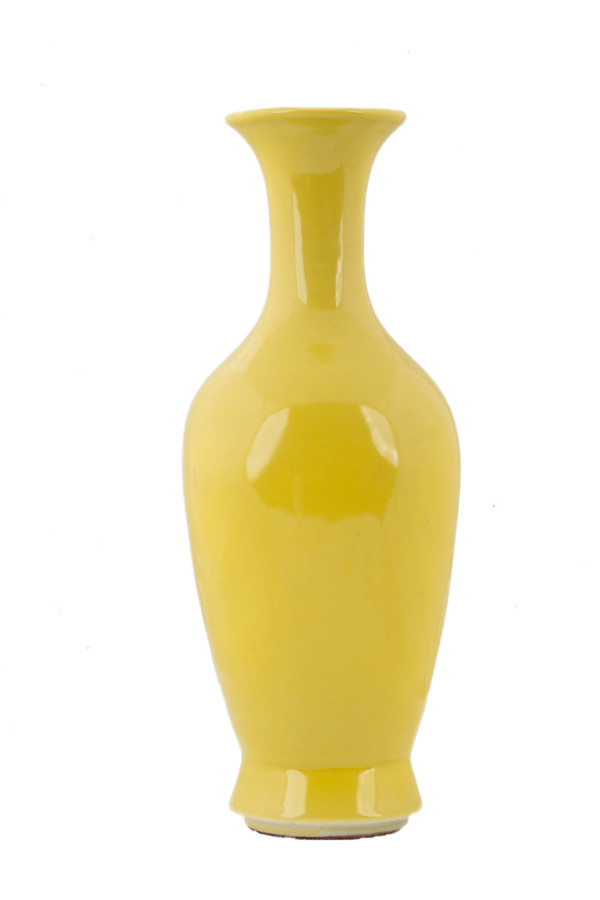 Chinese Republic Porcelain Vases - III Bright Yellow Thin Lipped Neck by Unknown