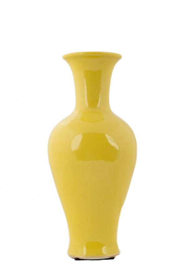 Bright Yellow Chinese Republic Porcelain Vase -  (I of 2 Matching) by Unknown