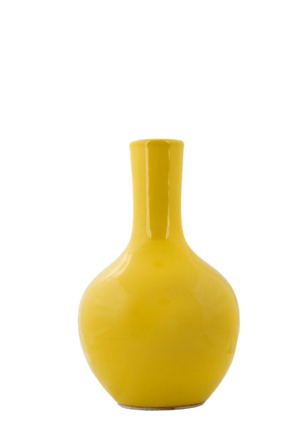 Chinese Republic Porcelain Vases - IV Bright Yellow Thin Neck by Unknown