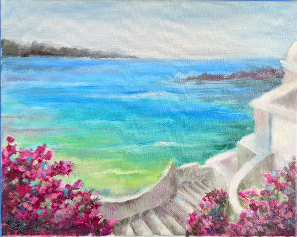 Agean Sea - Oil on Stretched Canvas by Monika Gupta