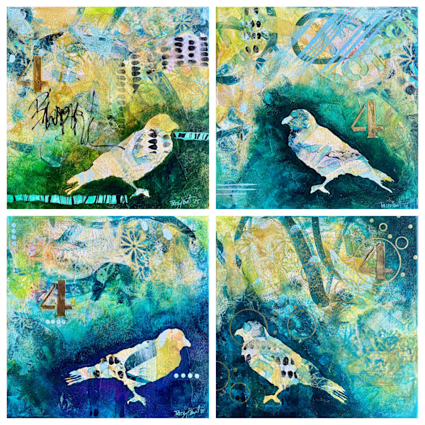 Balcony Bird Quadriptych by Tracey Hewitt, Image 1.