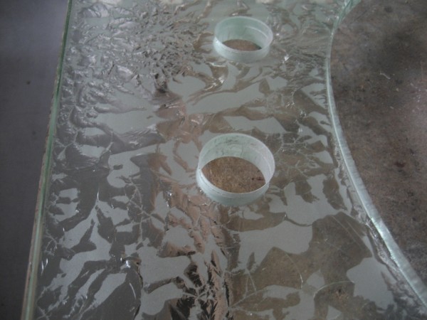 Zen - Artglass vanity top ready for a drop in sink and faucet. 36" x 24" x 3/4" Display sale $500. by Nancy Gong
