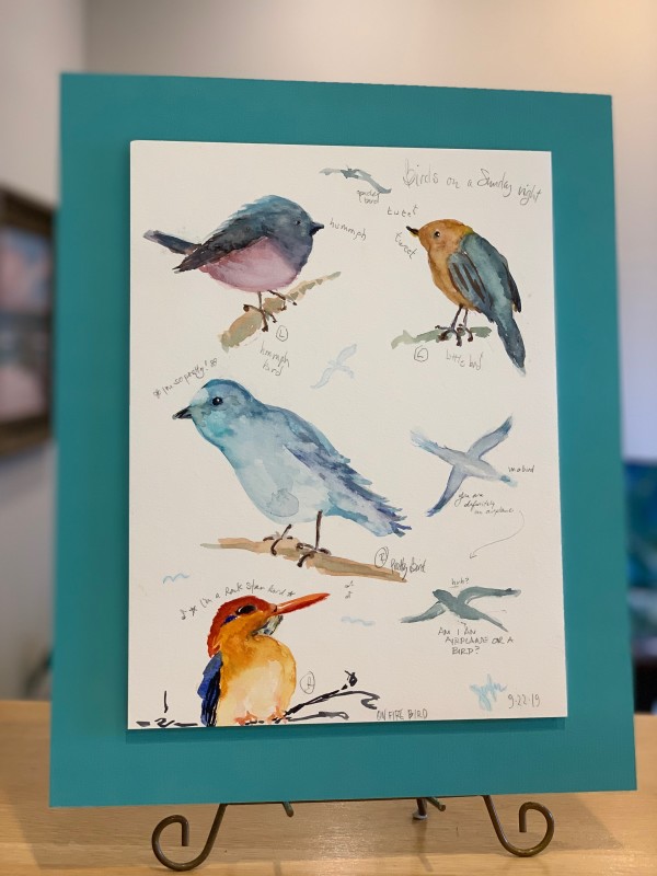 Mostly Blue Birds (Left & Right) by Jennifer Hooley