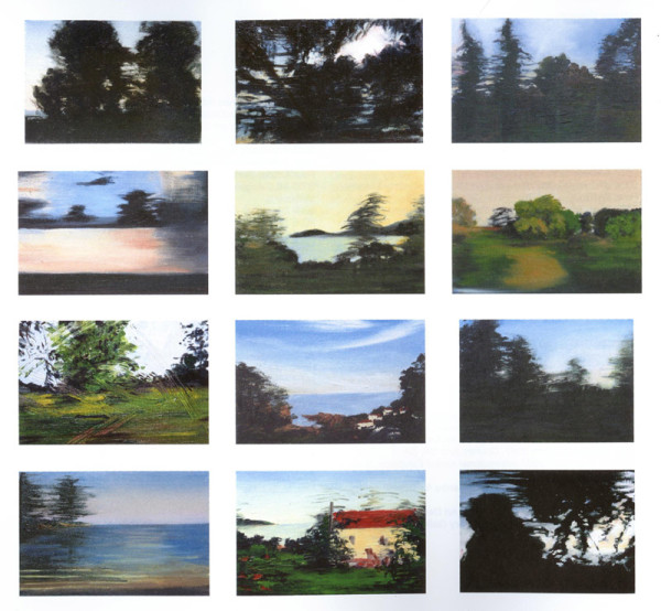 A selection of 12 studies from the View from a Speeding Train series by Amanda van Gils