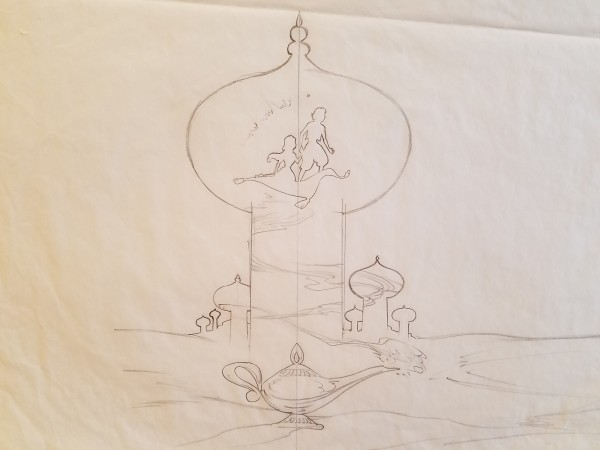 Aladdin Concept Drawing, Aladdin and Jasmine Silhouette