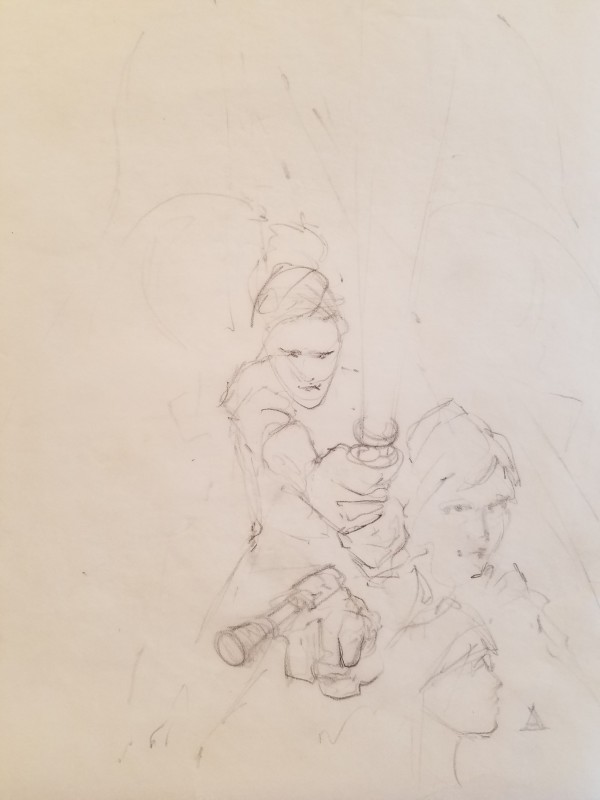 Star Wars Revenge of the Jedi Light Concept Sketch Work