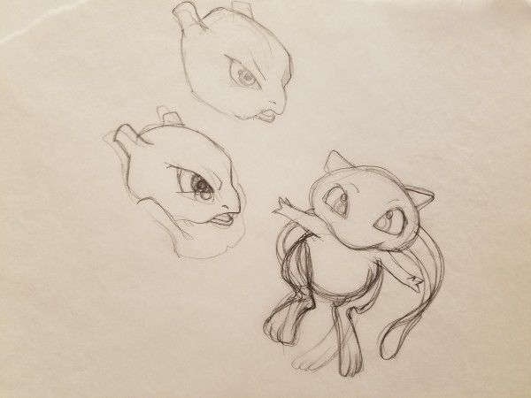 Pokemon: The First Movie Poster Concept, Mew / Mewtwo Sketches