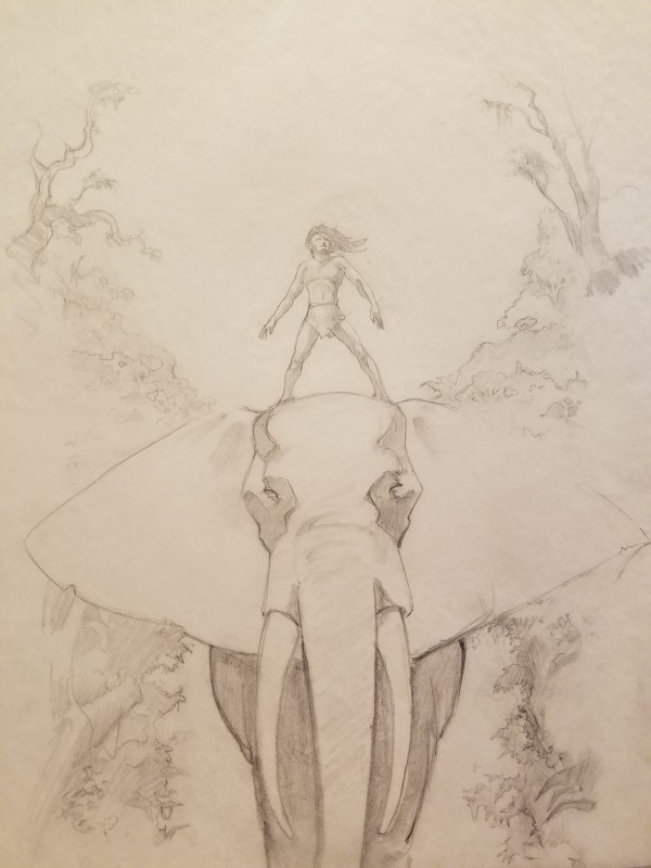 Tarzan Concept Art Tarzan on Elephant