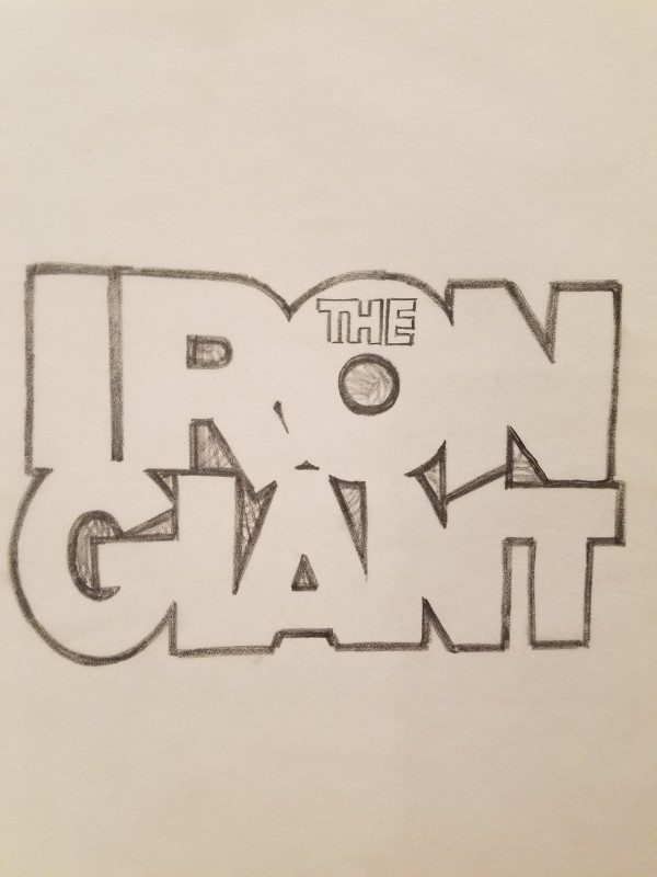 The Iron Giant Logo Concept, Big Block Font, "THE" Inside of "IRON" by John Alvin, Image 1.