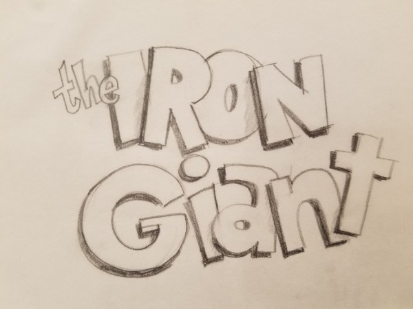 The Iron Giant Logo Concept, Whimsical and Block Style
