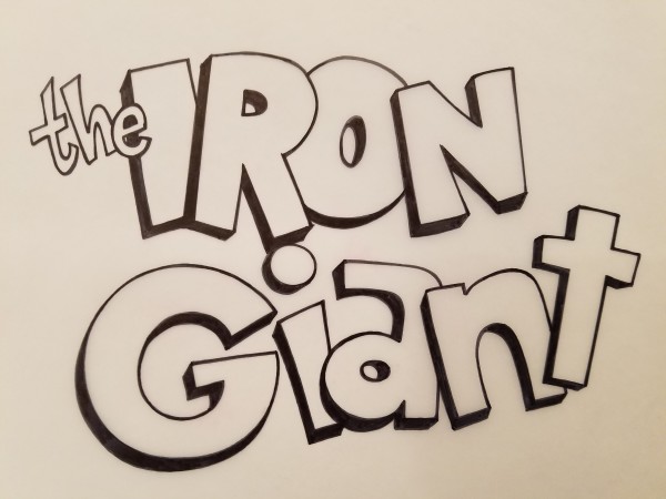 The Iron Giant Logo Concept, Whimsical and Block Style