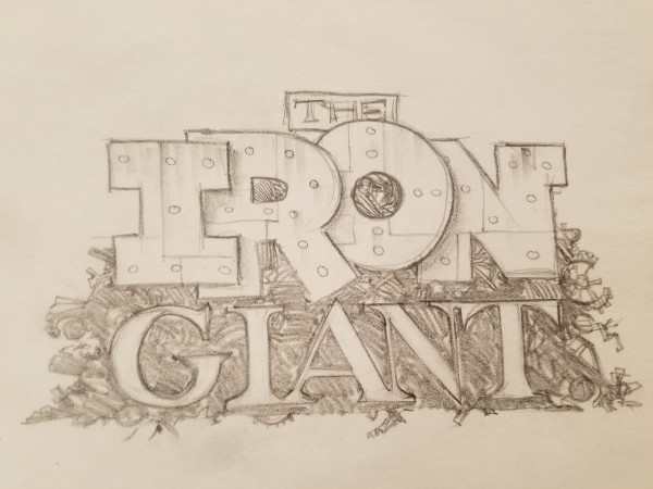 The Iron Giant Logo Concept, Metal Plating "IRON", Scrap Heap Design
