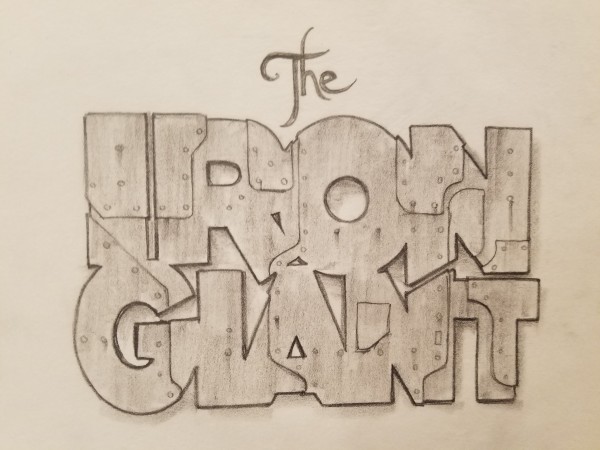 The Iron Giant Logo Concept, Fantasy "THE", Metal Plating "IRON GIANT" by John Alvin, Image 1.