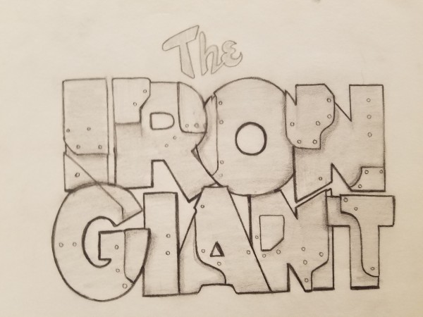 The Iron Giant Logo Concept, Cursive "THE", Metal Plating "IRON GIANT"
