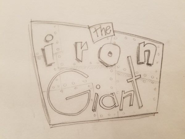 The Iron Giant Logo Concept, Boxed in "THE", Metal Stylized Metal Backed "IRON"