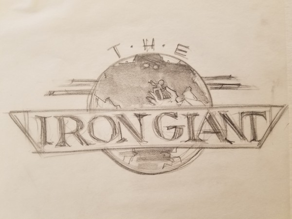 The Iron Giant Logo Concept, "T.H.E", Old Airliner Style With Robot and Hogarth
