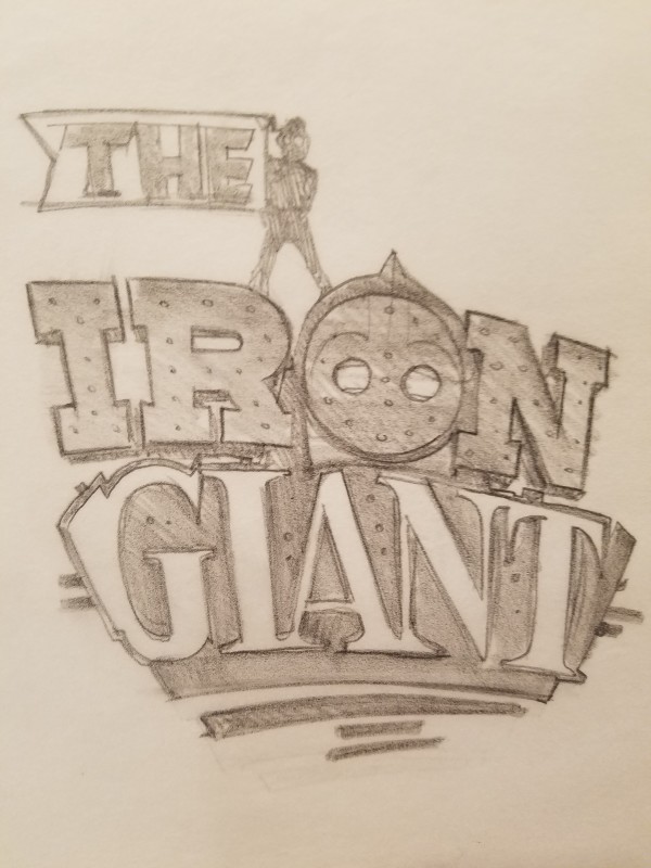 The Iron Giant Logo Concept, Hogarth Next to "THE"