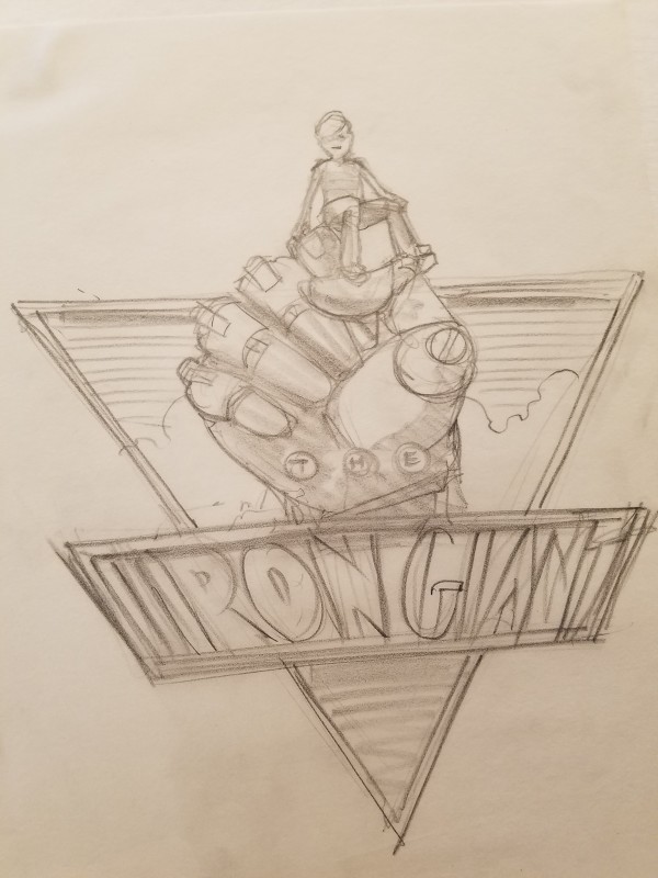 The Iron Giant Logo Concept, Robot Hand Holding Up Hogarth