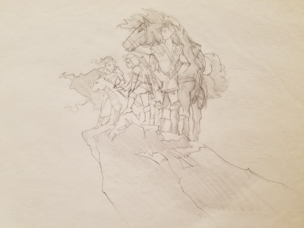 The Dragon Princess Sketch, Cast of Heroes by John Alvin, Image 1.