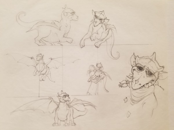 The Dragon Princess Sketch, Baby Dragon Character Study by John Alvin, Image 1.