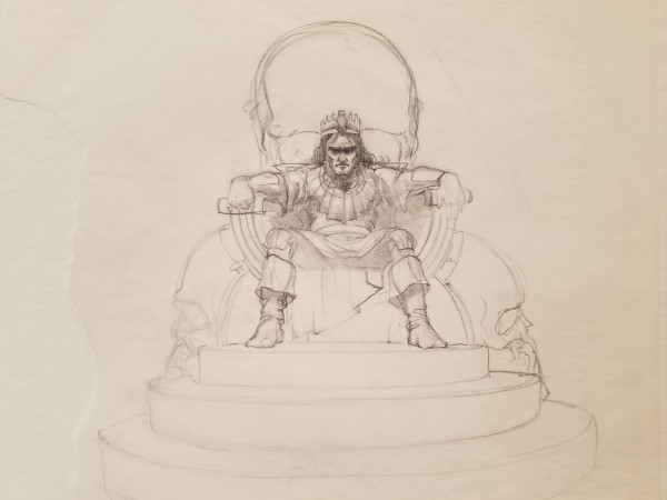 The Dragon Princess Sketch, Evil King on Throne by John Alvin, Image 1.