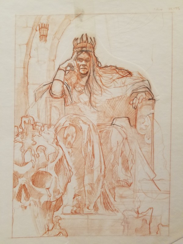 The Dragon Princess Sketch, Evil King on Throne by John Alvin, Image 1.