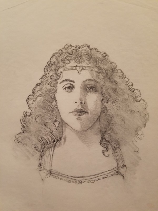 The Dragon Princess Sketch, Portrait of Woman Wearing Crown by John Alvin, Image 1.