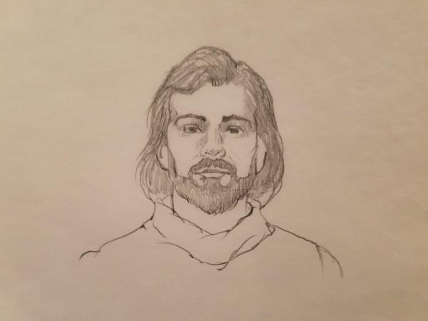 The Dragon Princess Sketch, Portrait of Long Haired Noble, Small by John Alvin, Image 1.
