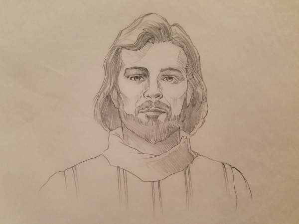 The Dragon Princess Sketch, Portrait of Long Haired Noble, Large by John Alvin, Image 1.