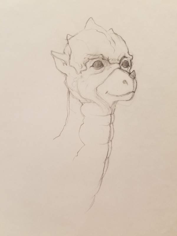 The Dragon Princess Sketch, Baby Dragon Head Sketch 1 by John Alvin, Image 1.