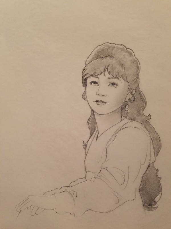 The Dragon Princess Sketch, Long Haired Woman With Hand on Knee by John Alvin, Image 1.