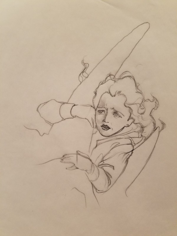 The Dragon Princess Sketch, Girl Riding Dragon Flying Through Sky by John Alvin, Image 1.
