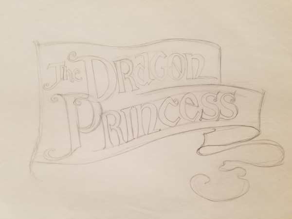 The Dragon Princess Sketch, Title Over Flag by John Alvin, Image 1.
